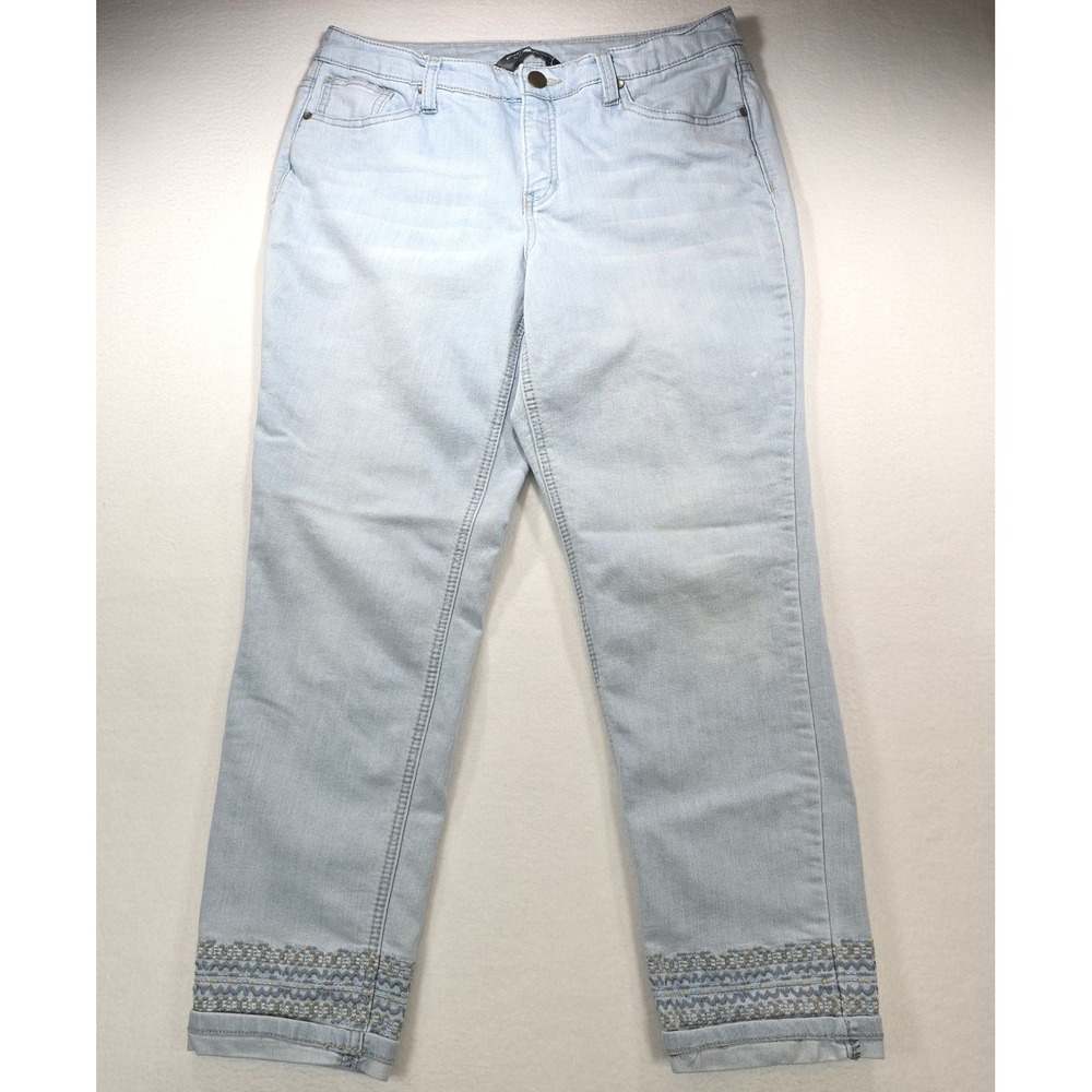 Christopher & Banks Signature Slimming Light Wash Embroidered Cuff Jeans Size 10